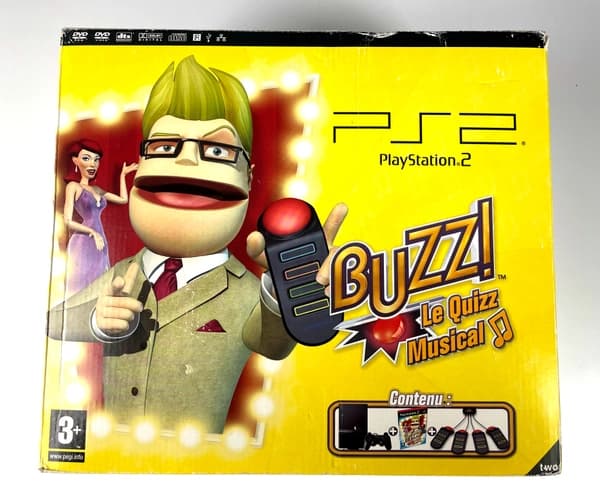 PlayStation 2 PS2 Slim Buzz Pack Console SCPH-77004 Complete