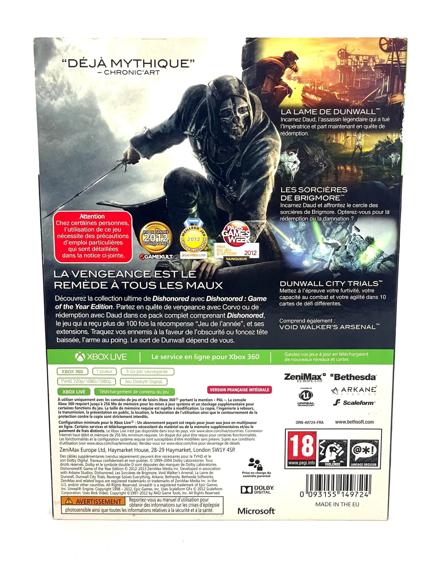 Dishonored Game of the Year Edition Xbox 360