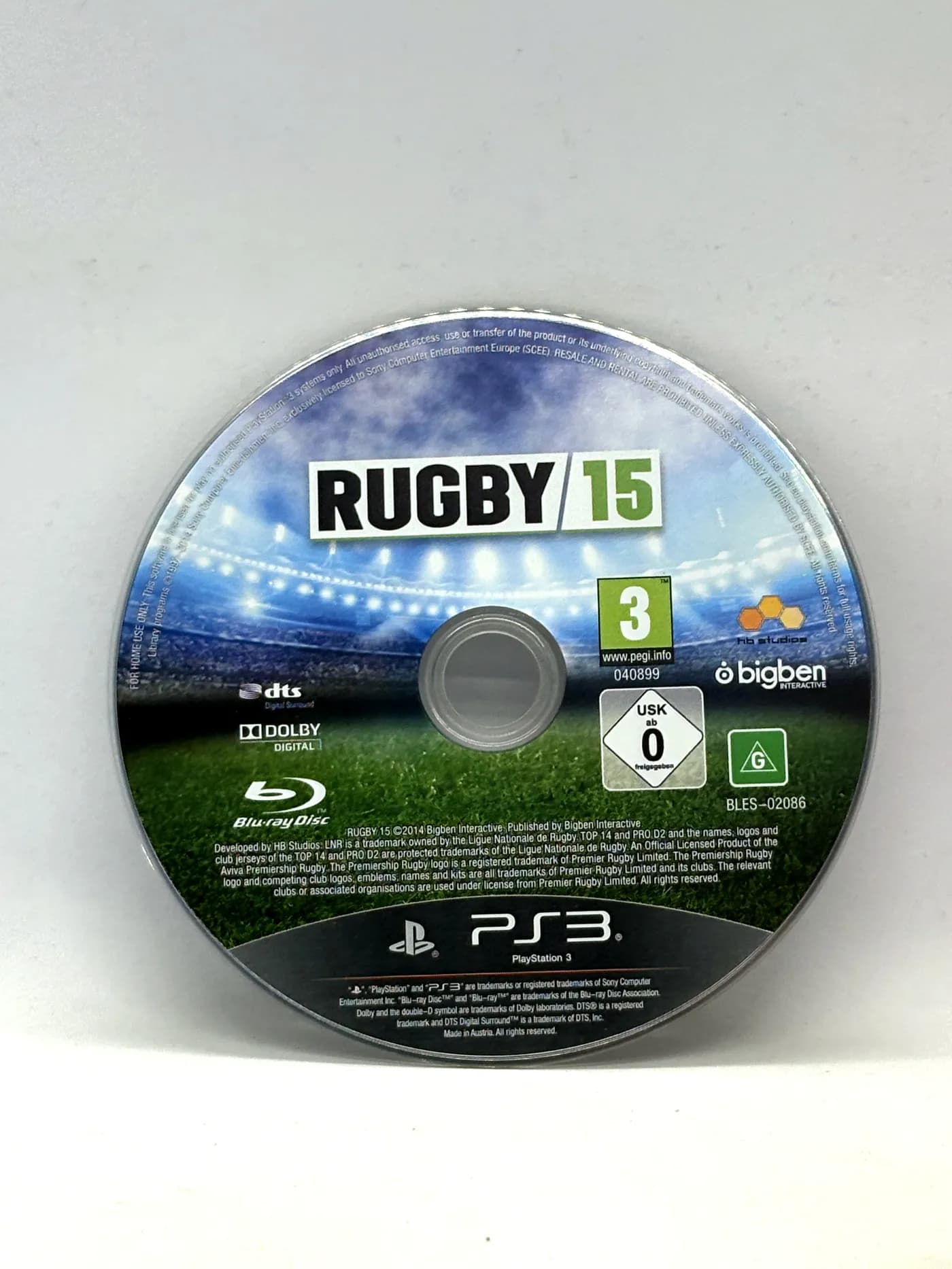 Rugby 15 PS3 (game only)