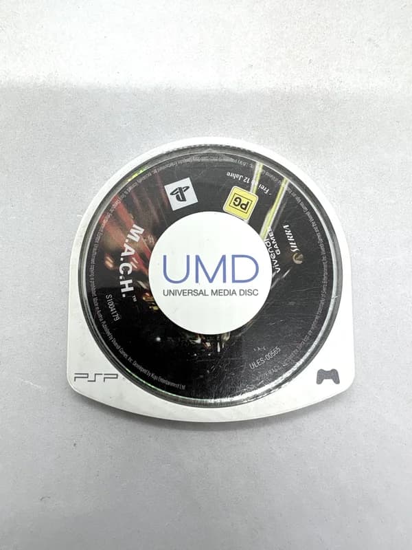 M.A.C.H. PSP (cartridge/disc only) -> For PSP it's typically "disc only" or "game only". "sama gra" in Polish retro e-commerce means "game only" / "disc only" (or cartridge only). Let's use "game only" or "disc only". "game only" is standard and accurate.M.A.C.H. PSP (game only)