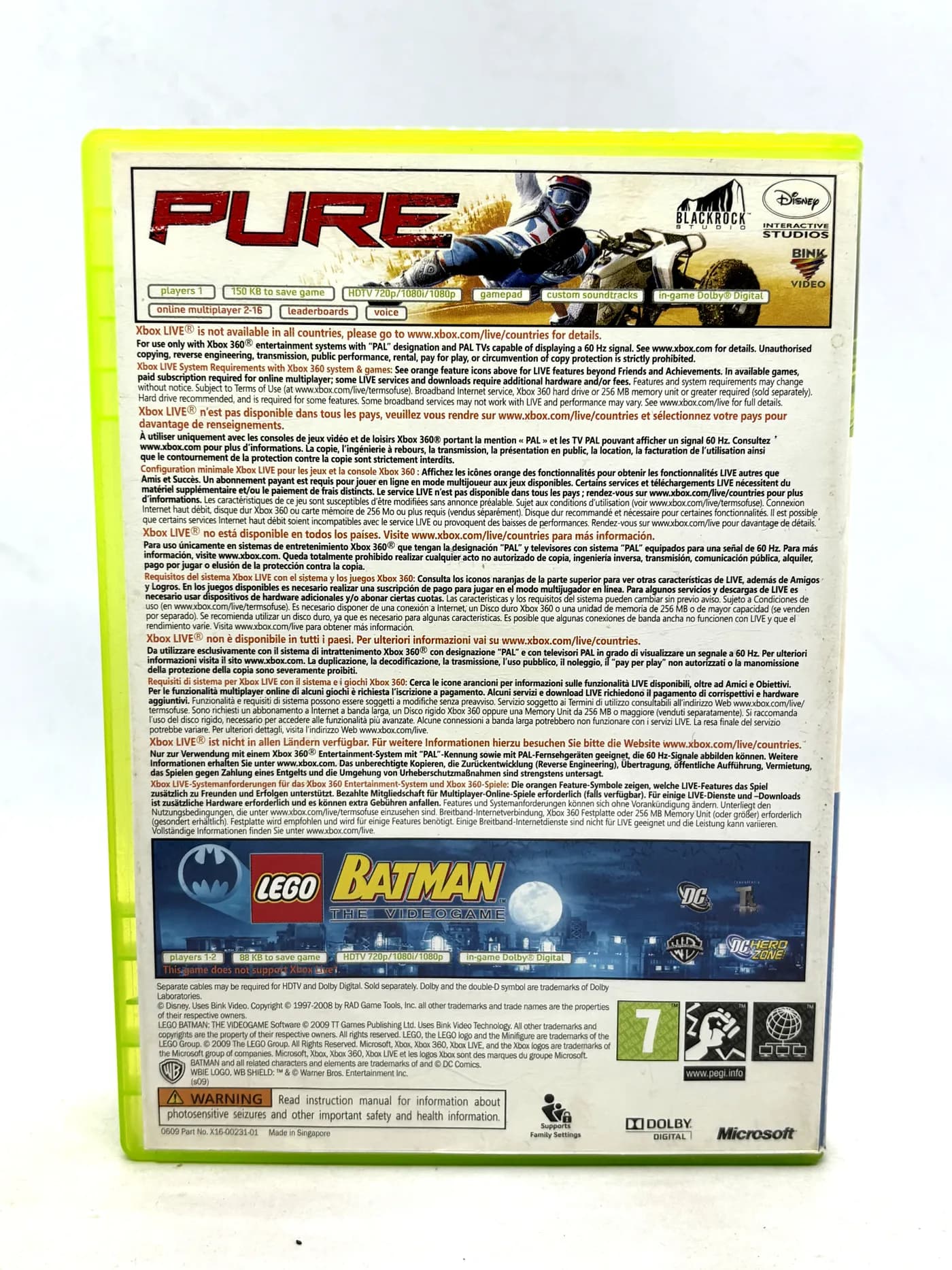 Pure + Lego Batman Xbox 360