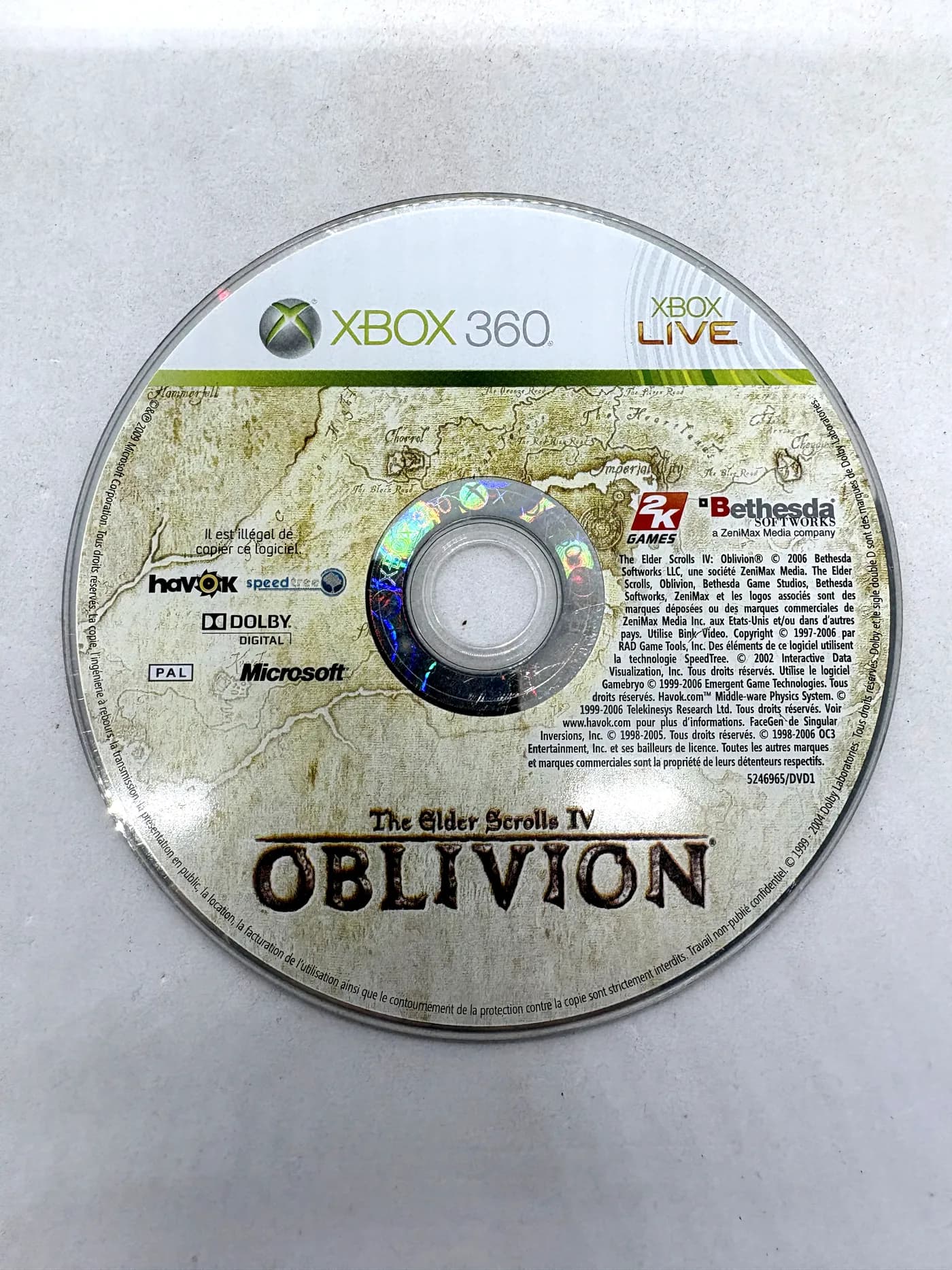 The Elder Scrolls IV: Oblivion Xbox 360 (disc only) (FR)