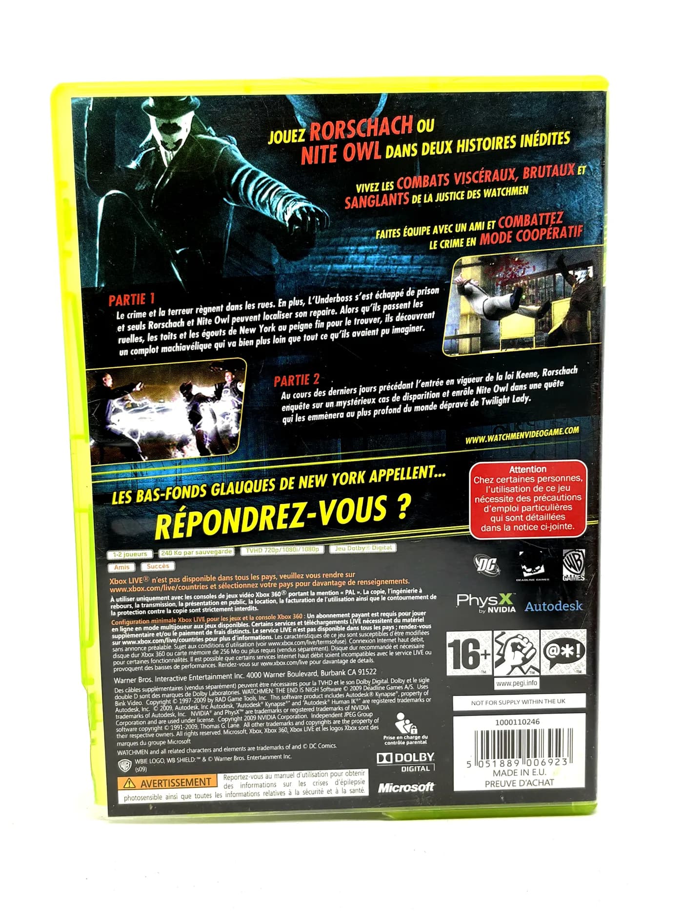 Watchmen The End is Nigh Part 1 & 2 Xbox 360