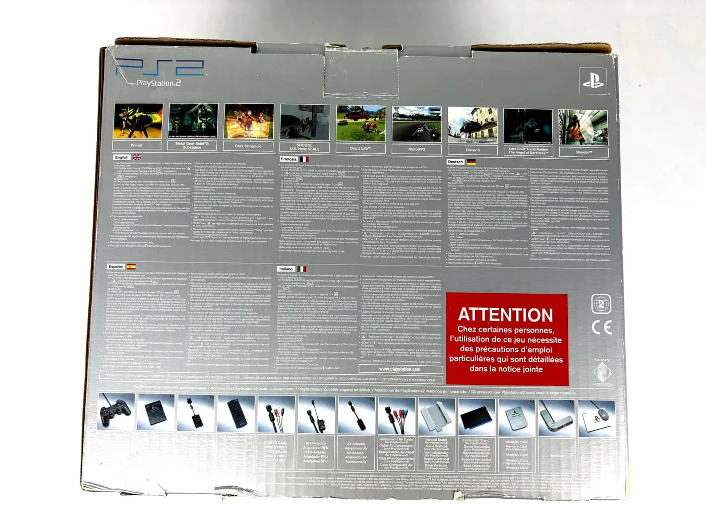 PlayStation 2 Satin Silver SCPH-50004 Prestige Line Console Complete