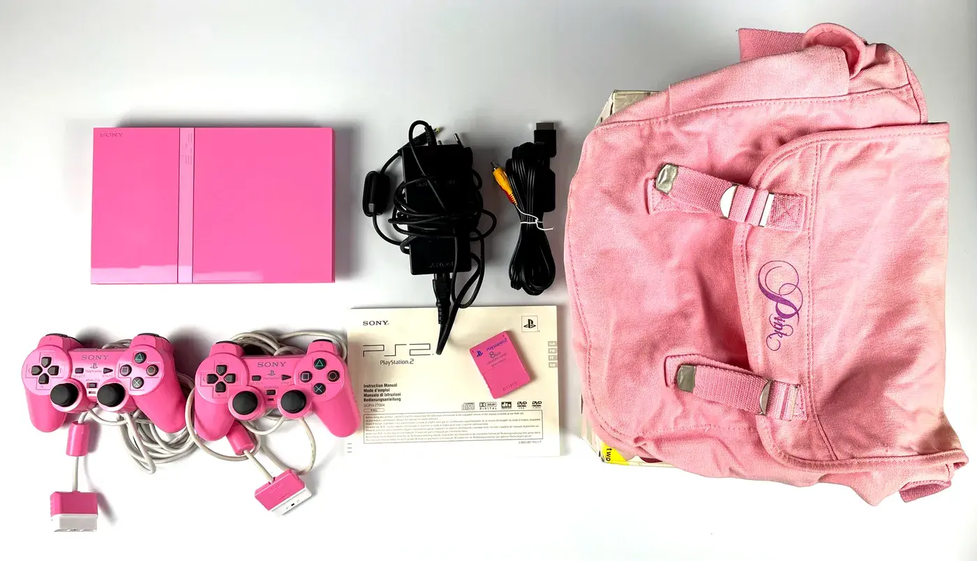 PlayStation 2 PS2 Slim Pink Console SCPH-77004 + Bag Unikat Complete