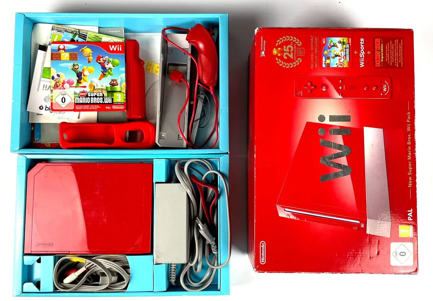 Nintendo Wii Red 25th Anniversary RVL-001 Console Complete