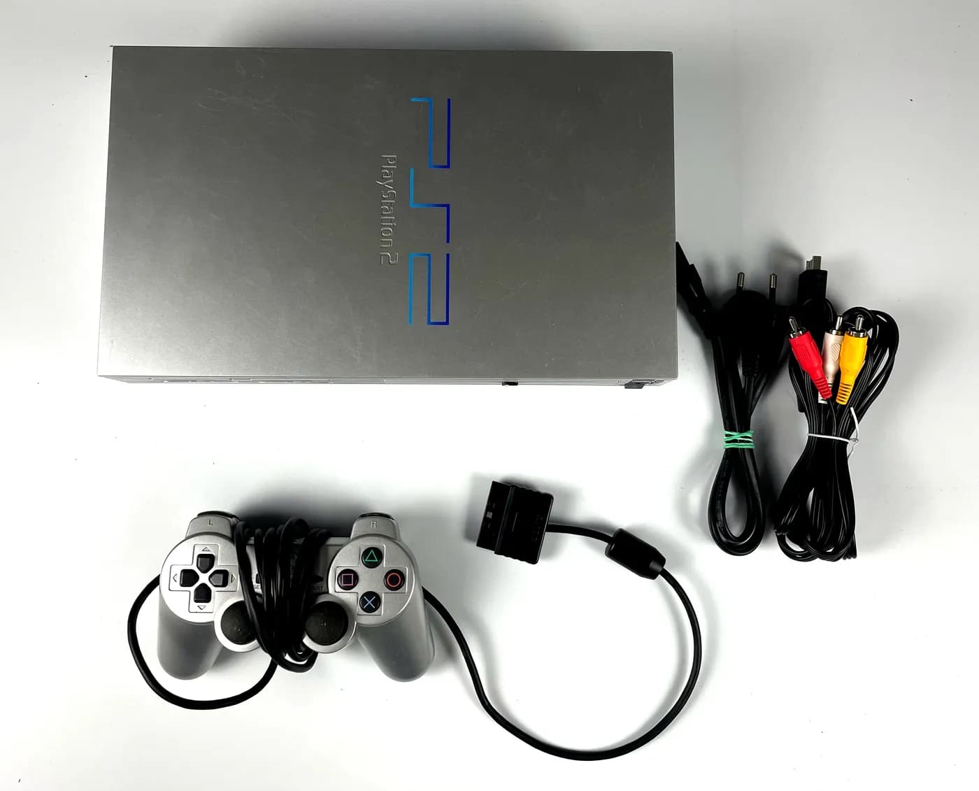 PlayStation 2 PS2 Satin Silver Console SCPH-50004 Set