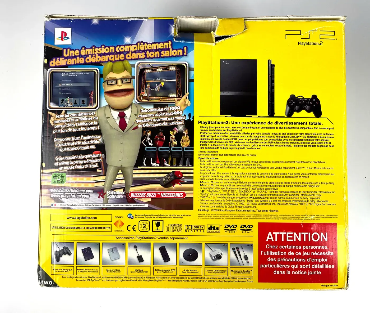PlayStation 2 PS2 Slim Buzz Pack Console SCPH-77004 Complete