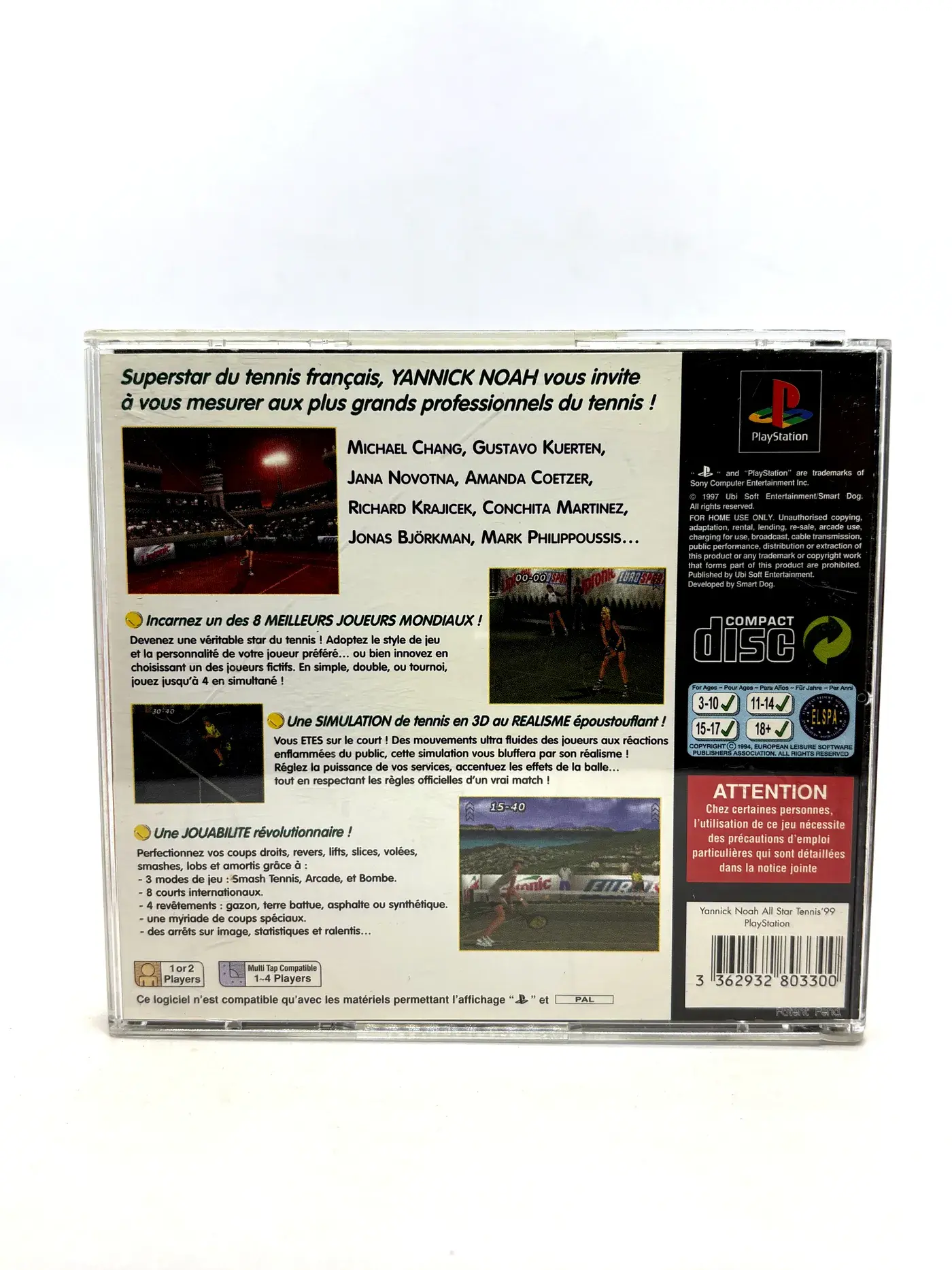 Yannick Noah All Star Tennis '99 PS1 PSX