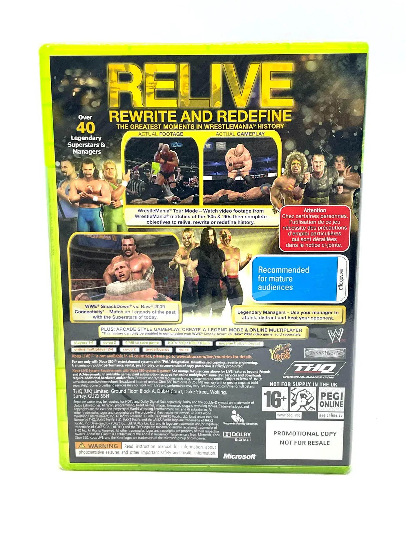 WWE Legends of Wrestlemania PROMO Xbox 360 (New & Sealed)