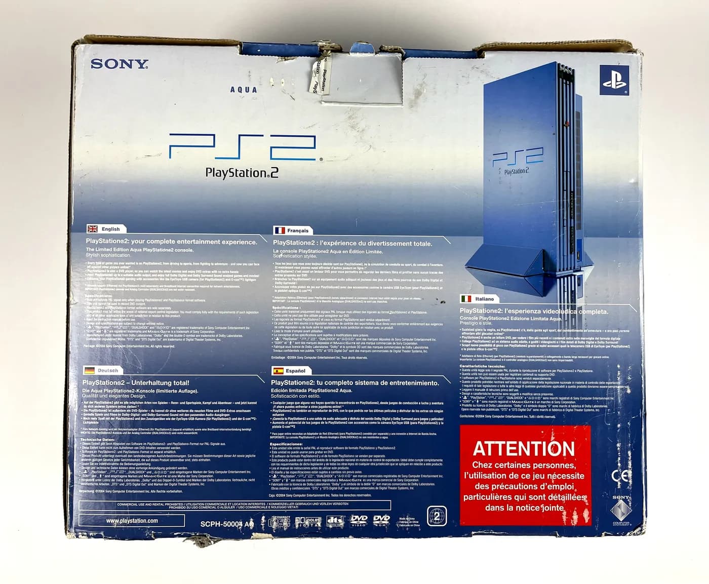 PlayStation 2 PS2 Aqua Blue SCPH-50004 Console Complete