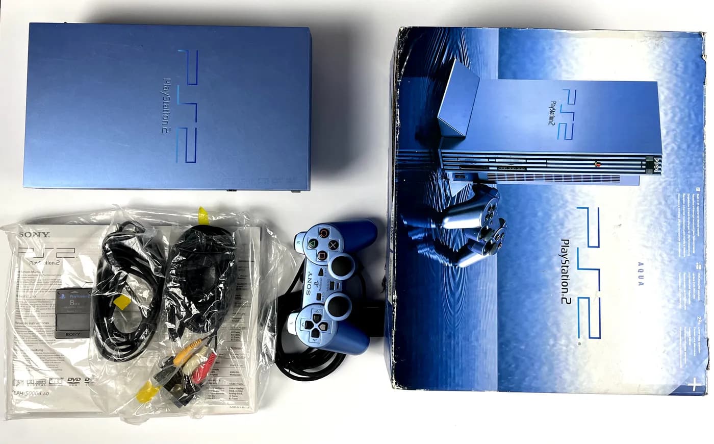 PlayStation 2 PS2 Aqua Blue SCPH-50004 Console Complete