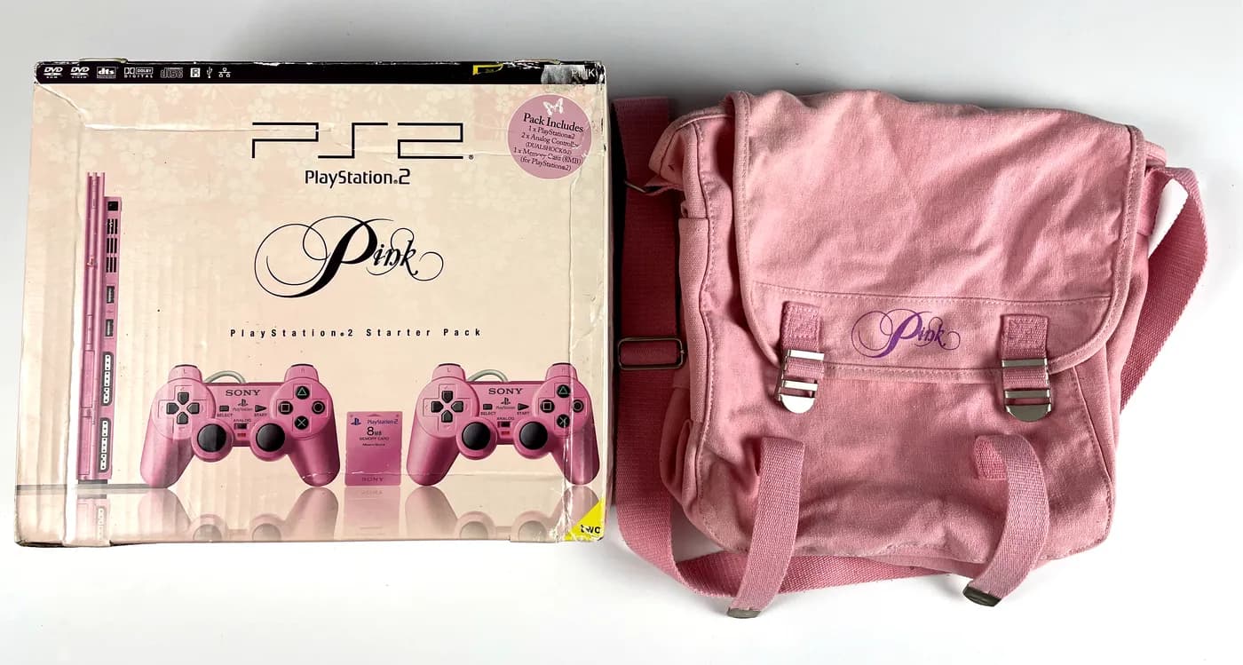 PlayStation 2 PS2 Slim Pink Console SCPH-77004 + Bag Unikat Complete
