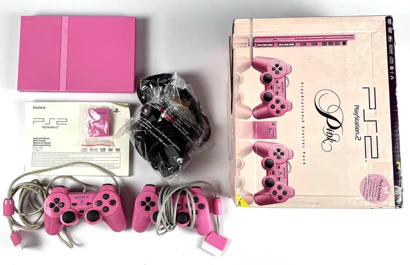PlayStation 2 PS2 Slim Pink Console SCPH-77004 + Bag Unikat Complete