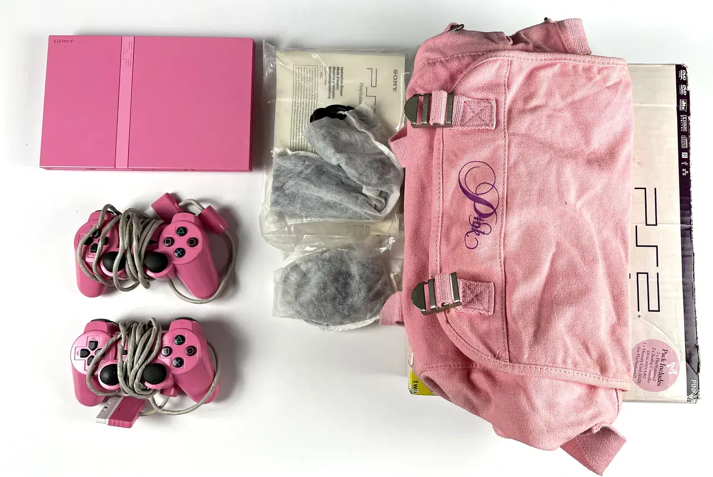 PlayStation 2 PS2 Slim Pink Console SCPH-77004 + Bag Unikat Complete