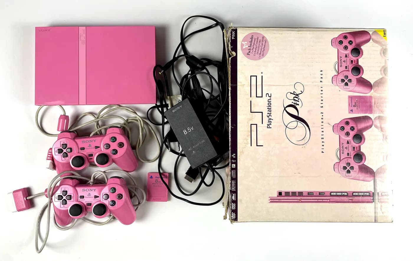 PlayStation 2 PS2 Slim Pink Console SCPH-77004 + Cardboard Set