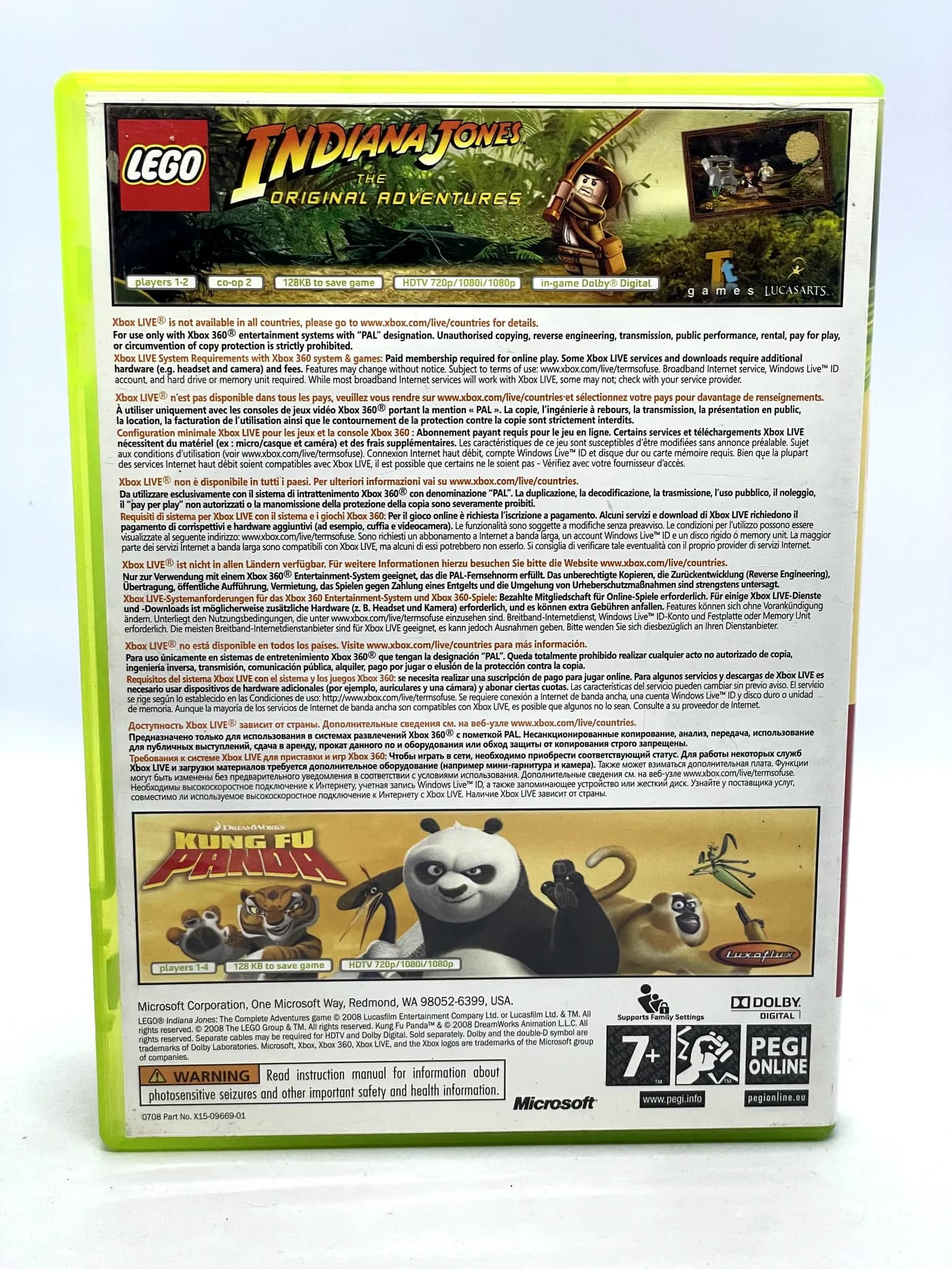 Lego Indiana Jones + Kung Fu Panda Xbox 360