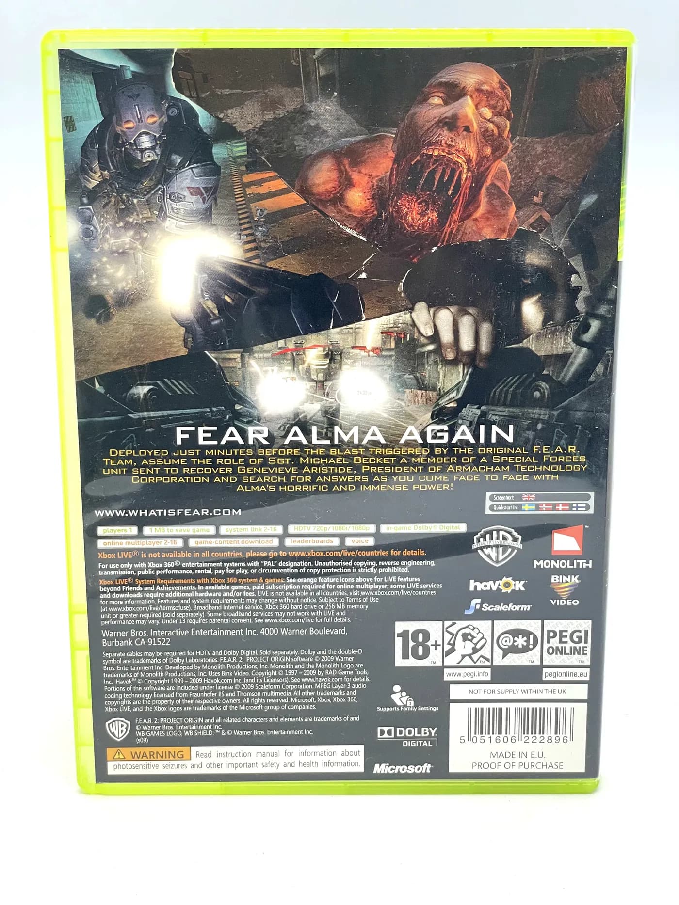 F.E.A.R. 2 Project Origin Xbox 360