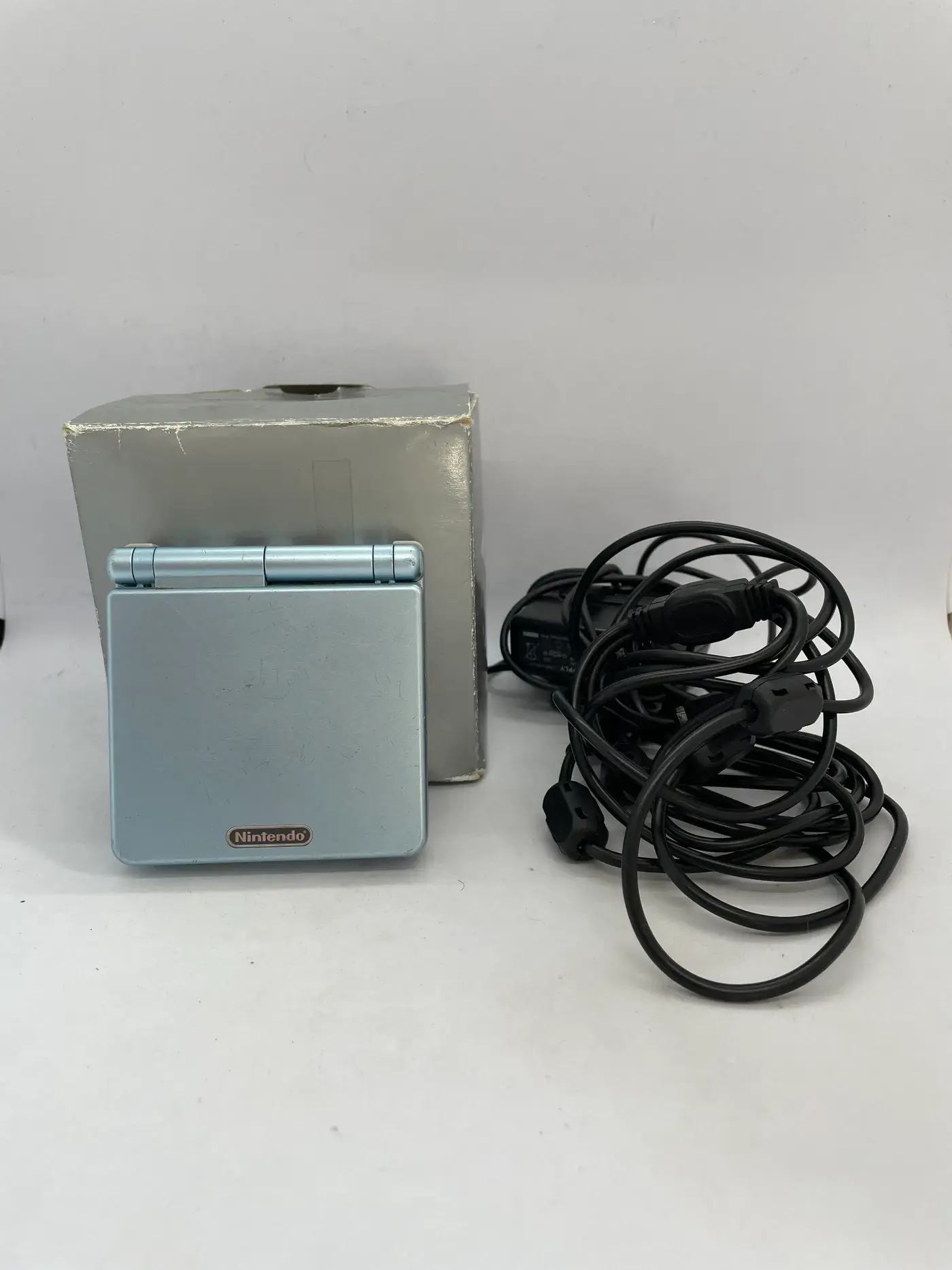 Nintendo GameBoy Advance SP Arctic Blue Console + Cardboard Set