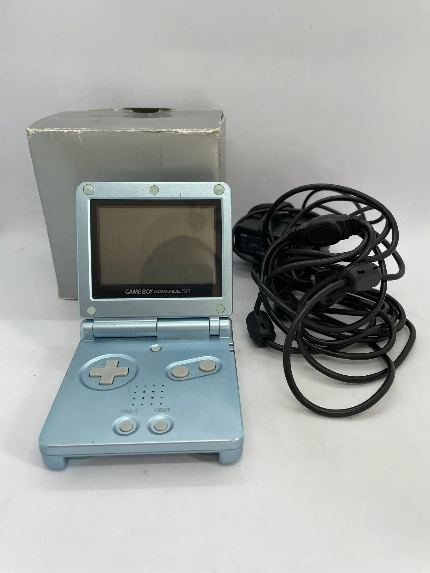 Nintendo GameBoy Advance SP Arctic Blue Console + Cardboard Set