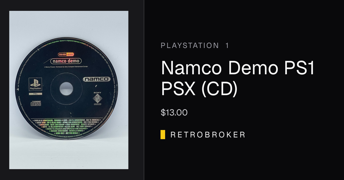 Namco Demo PS1 PSX (CD) - PlayStation 1 (SCED 00789) | RetroBroker